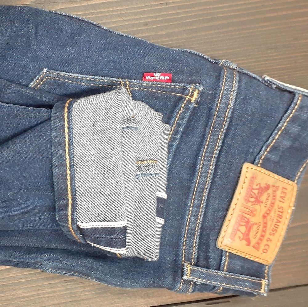 Levi's 711 skinny selvedge dark wash jeans